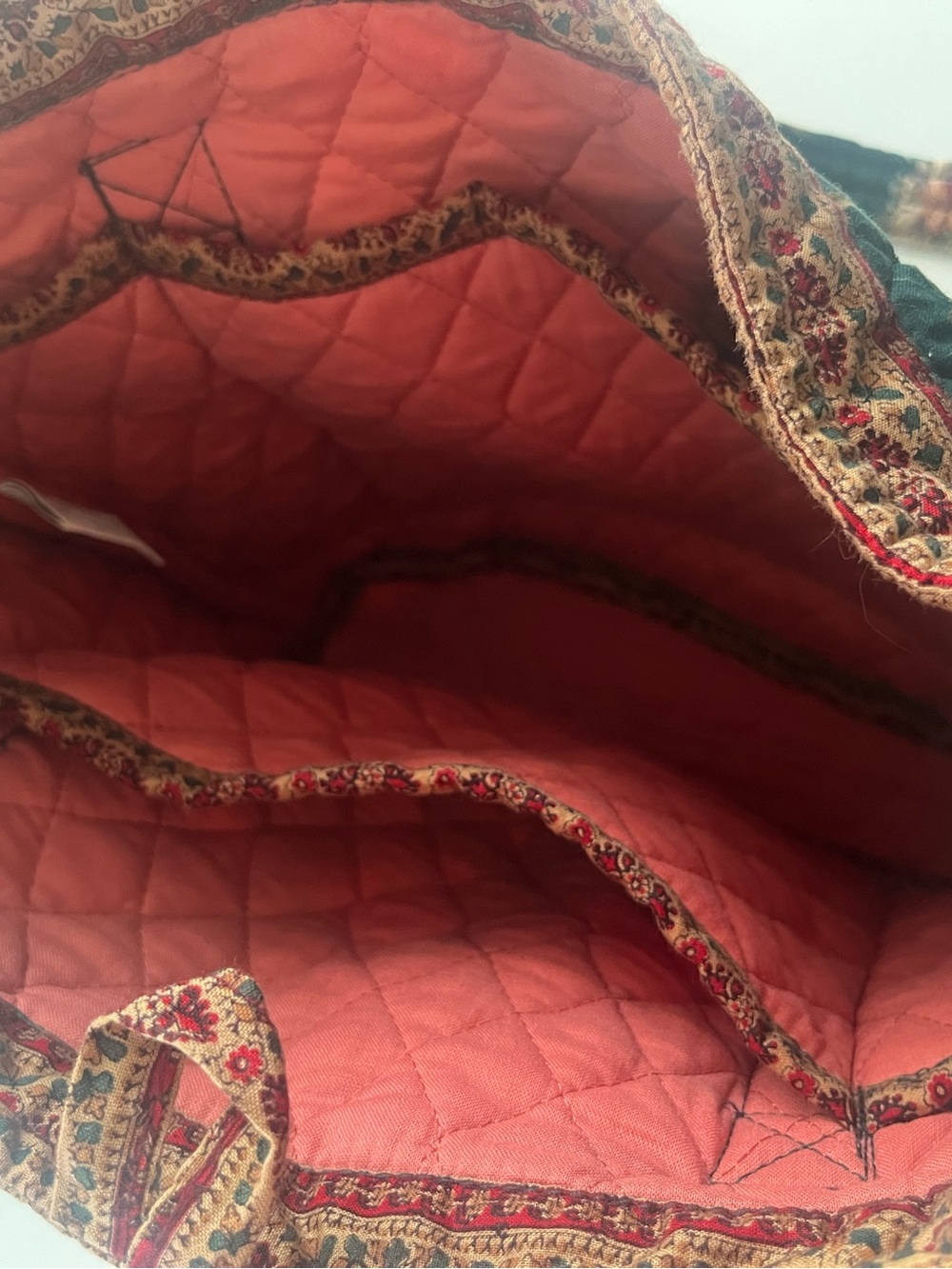 Vera Bradley Vintage 1987 Greenbriar Floral Quilted Tote Green Pink - Picture 7 of 16